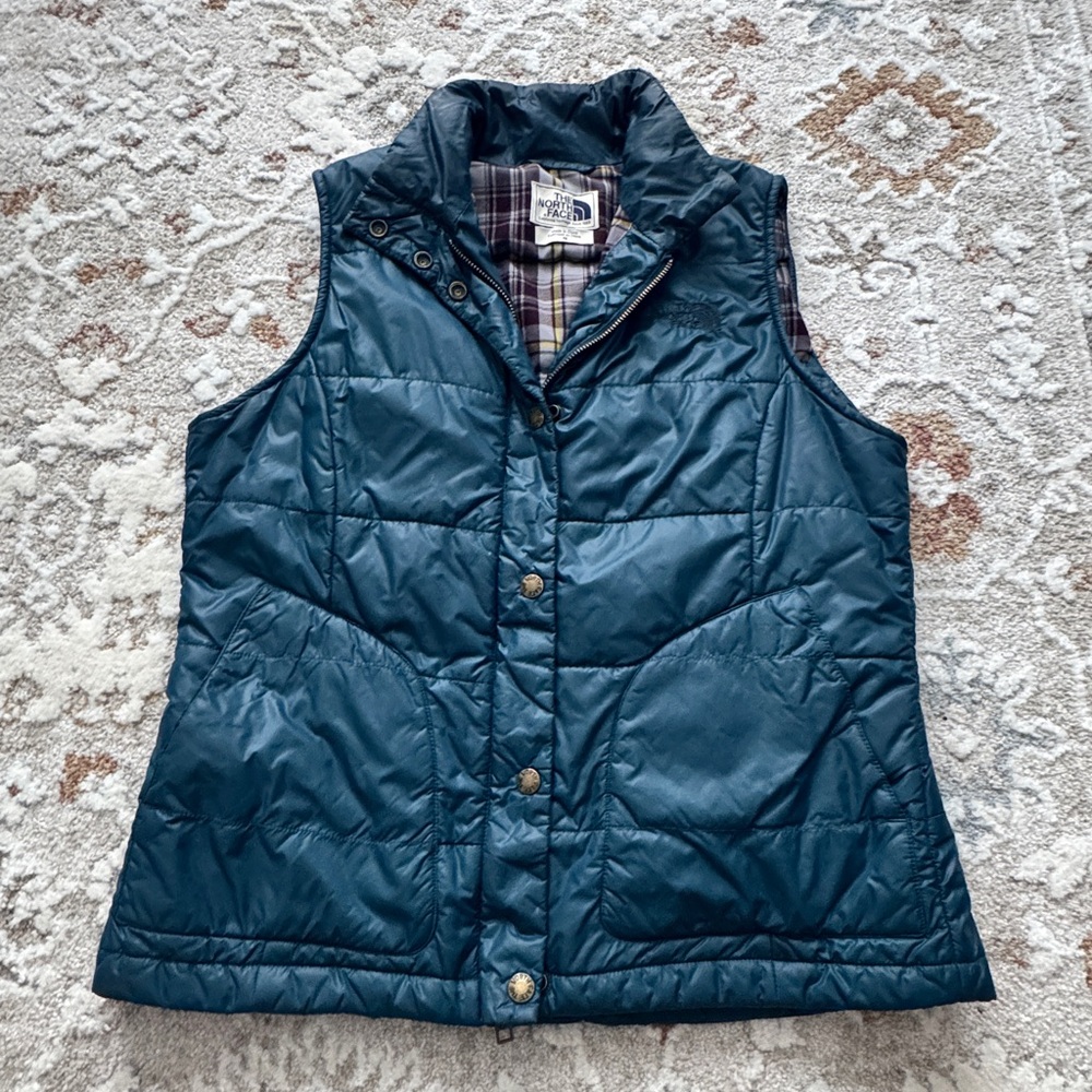 The North Face Teal Jacket with Plaid Lining